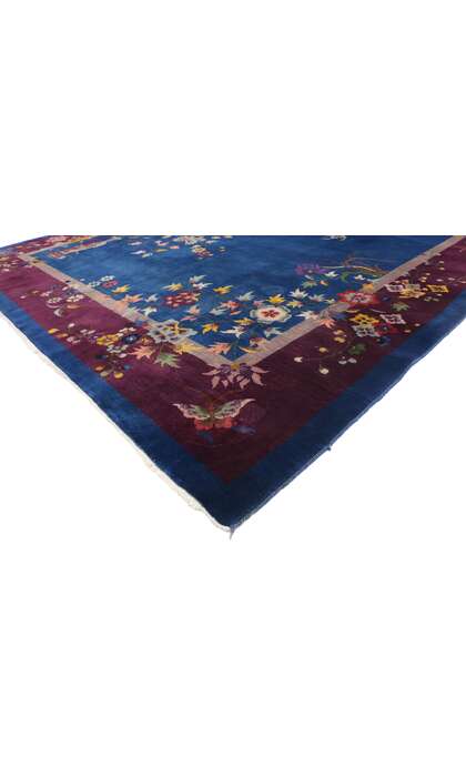 9 x 12 Antique Blue Chinese Art Deco Rug 77231