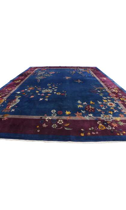 9 x 12 Antique Blue Chinese Art Deco Rug 77231