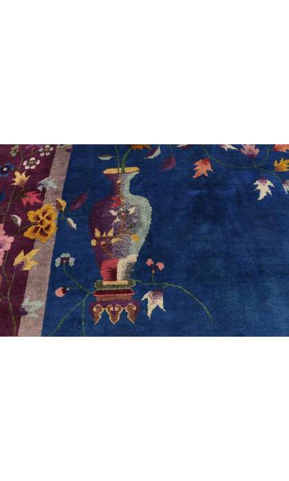 9 x 12 Antique Blue Chinese Art Deco Rug 77231