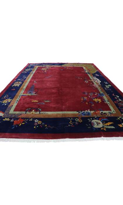 9 x 11 Antique Chinese Art Deco Rug 77631