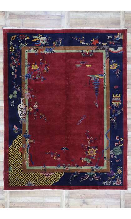 9 x 11 Antique Chinese Art Deco Rug 77631