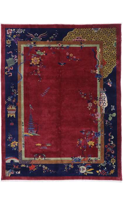 9 x 11 Antique Chinese Art Deco Rug 77631