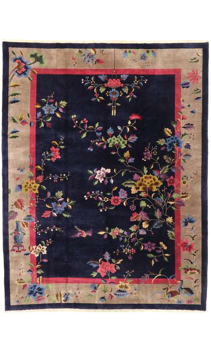 9 x 11 Antique Chinese Art Deco Rug 77452