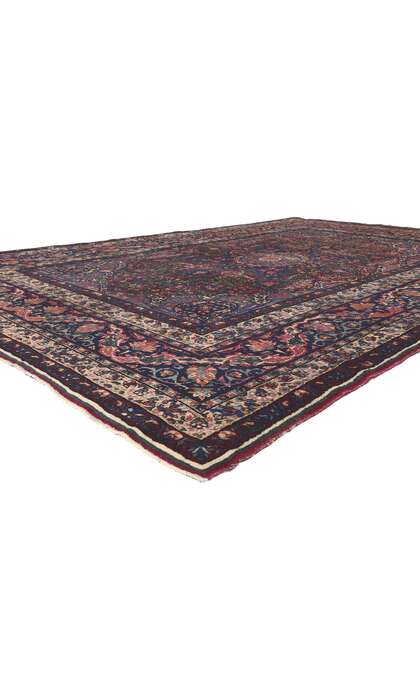 9 x 13 Antique Persian Yazd Rug 78643