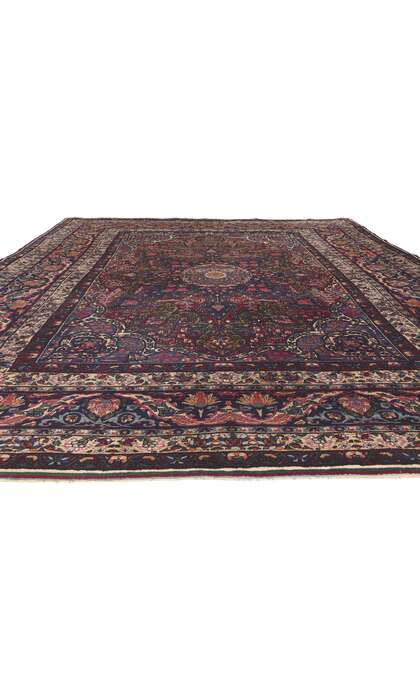9 x 13 Antique Persian Yazd Rug 78643