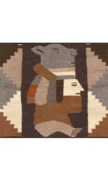 2 x 4 Vintage Mexican Zapotec Pictorial Rug 78636