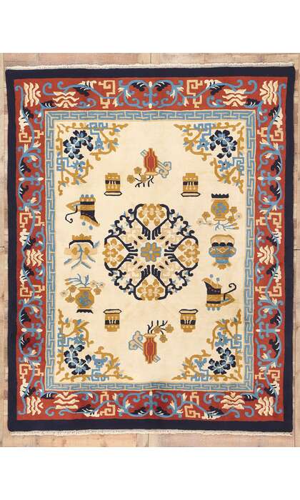 8 x 10 Vintage Chinese Art Deco Style Rug 74745