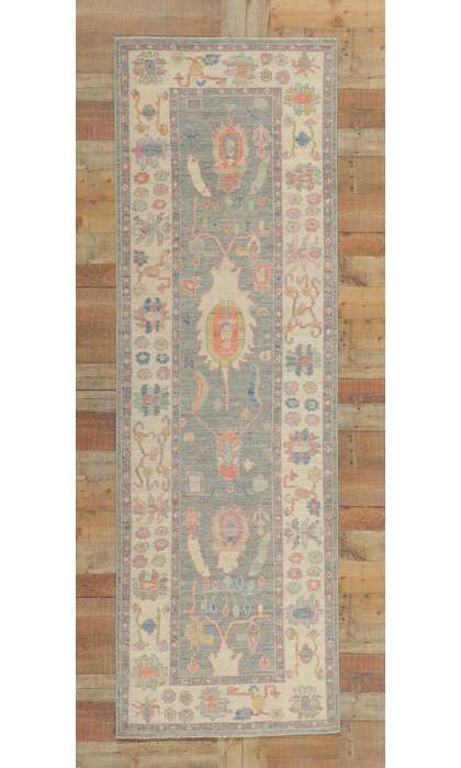 3 x 10 Colorful Oushak Rug Runner 80869