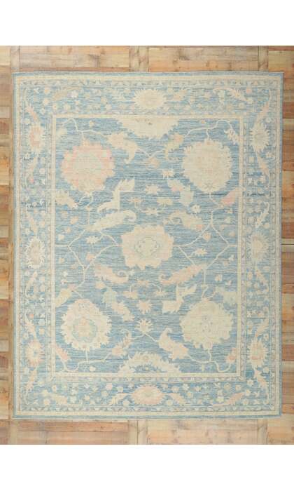 9 x 12 Colorful Blue Oushak Rug 80917