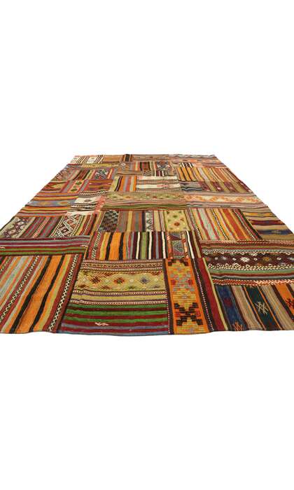 7 x 10 Vintage Patchwork Madras Rug 74242