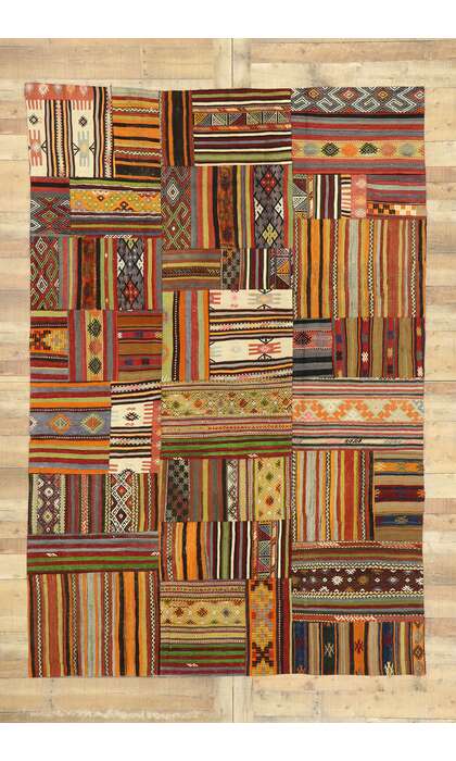 7 x 10 Vintage Patchwork Madras Rug 74242