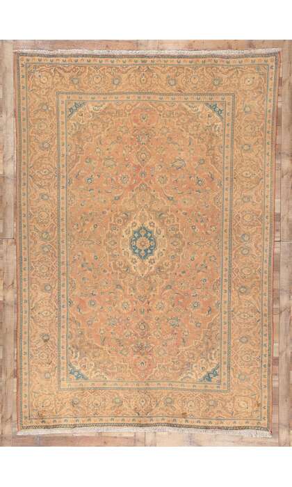 8 x 11 Vintage Persian Yazd Rug 76457