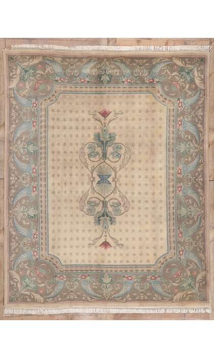 8 x 10 Vintage Indian Savonnerie Rug 74753
