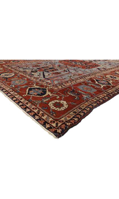 9 x 14 Antique Persian Serapi Rug 74059
