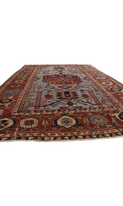 9 x 14 Antique Persian Serapi Rug 74059