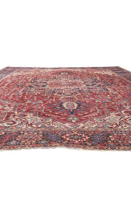 12 x 16 Antique-Worn Persian Heriz Rug 78657