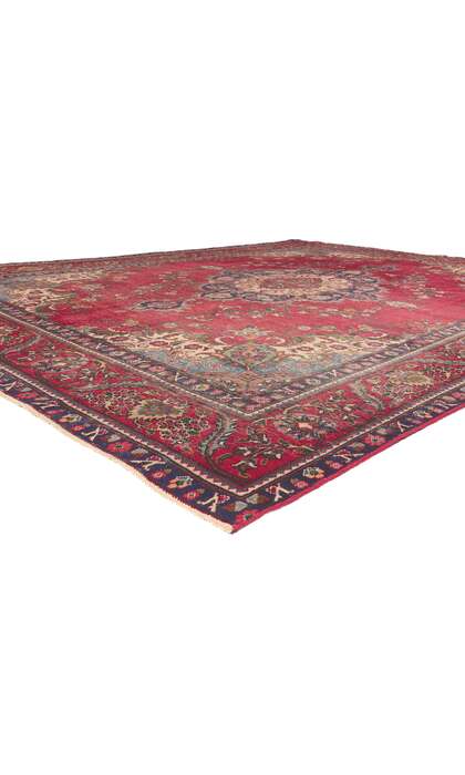10 x 13 Antique-Worn Persian Tabriz Rug 78088