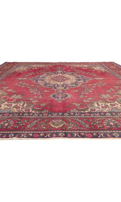 10 x 13 Antique-Worn Persian Tabriz Rug 78088
