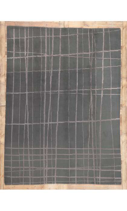 8 x 11 Vintage Gray Tibetan Wool and Silk Rug 77308