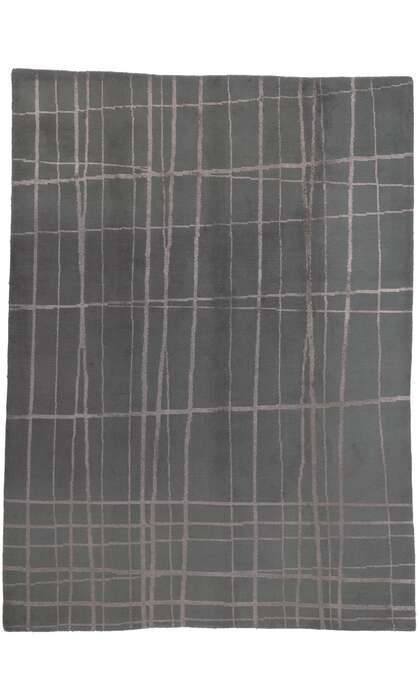 8 x 11 Vintage Gray Tibetan Wool and Silk Rug 77308