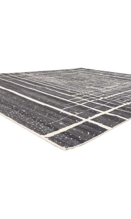 9 x 12 Modern Gray Geometric High-Low Rug 30986