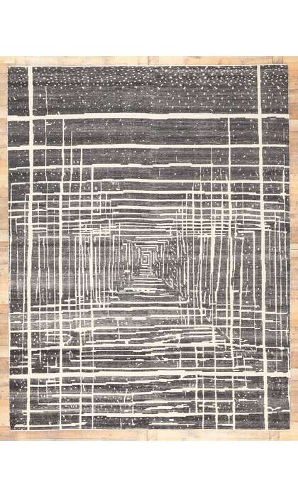 9 x 12 Modern Gray Geometric High-Low Rug 30986