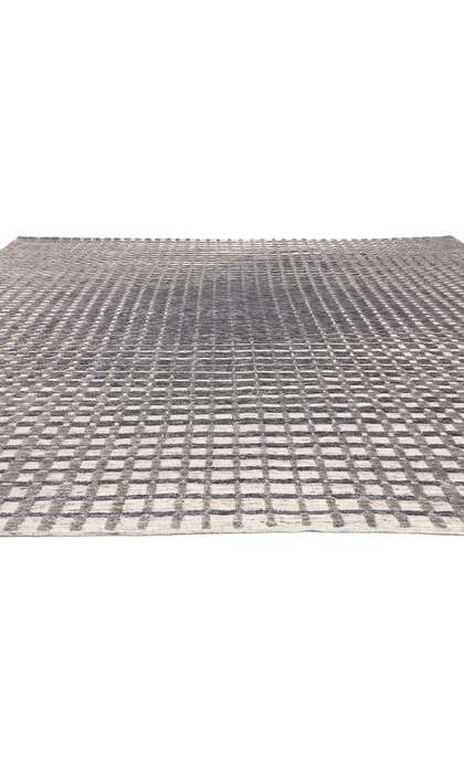 9 x 12 Modern Gray Geometric High-Low Rug 30979