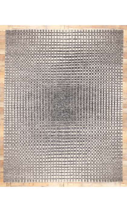 9 x 12 Modern Gray Geometric High-Low Rug 30979