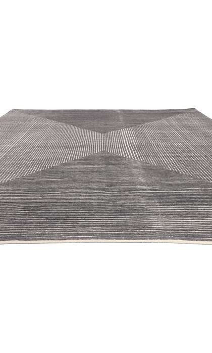 9 x 12 Modern Gray Geometric High-Low Rug 30982