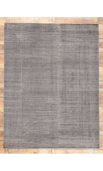 9 x 12 Modern Gray Geometric High-Low Rug 30982