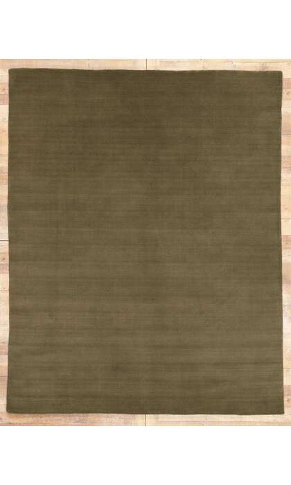 7 x 9 Solid Olive Green Modern Rug 30998