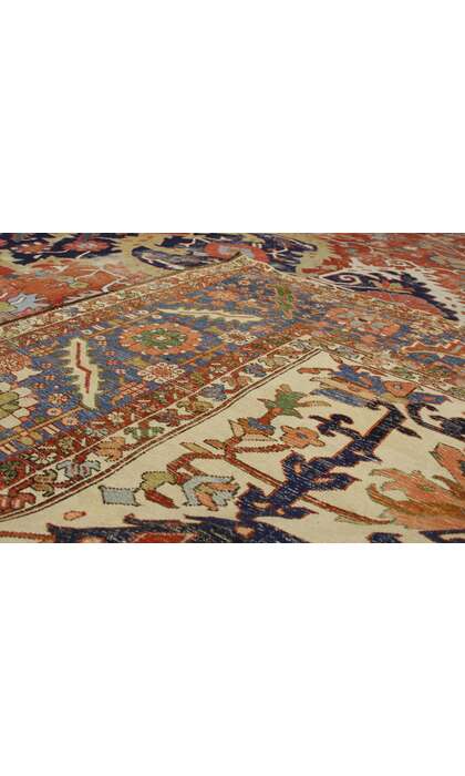 13 x 20 Antique-Worn Persian Serapi Rug 52303