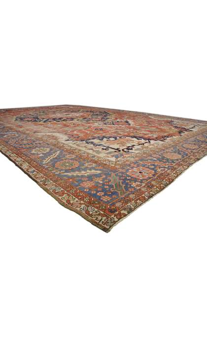 13 x 20 Antique-Worn Persian Serapi Rug 52303