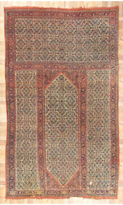11 x 18 Antique Persian Bijar Triclinium Rug 78659