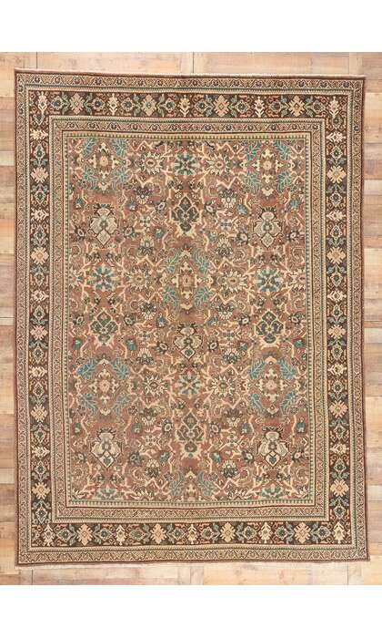 9 x 13 Vintage Brown Persian Mahal Rug 76313