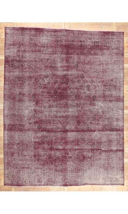 10 x 13 Vintage Turkish Burgundy Overdyed Rug 60696