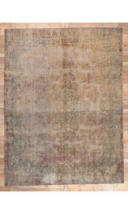 10 x 13 Vintage Turkish Overdyed Rug French Rustic 60724