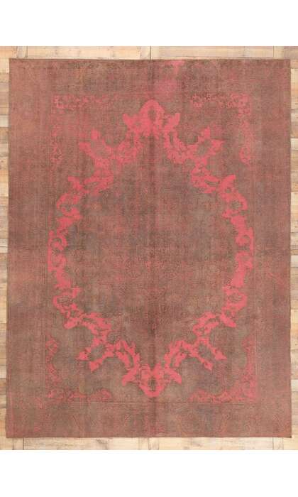 9 x 12 Vintage Turkish Hot Pink Overdyed Rug 60767