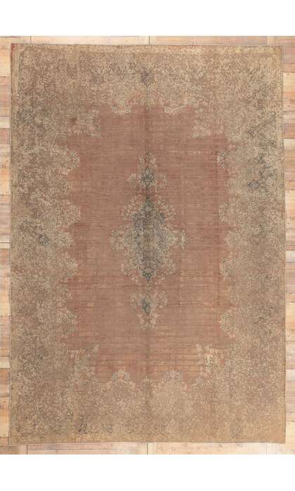 9 x 14 Vintage Turkish Neutral Overdyed Rug 60619