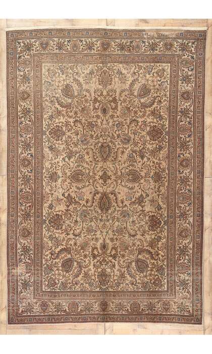 8 x 12 Vintage Persian Tabriz Rug Earth-Tone Colors 76734