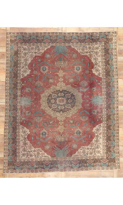 9 x 11 Vintage Persian Tabriz Rug 75544