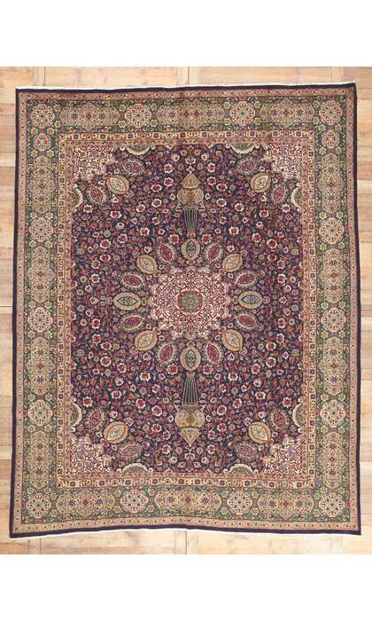 10 x 13 Vintage Persian Tabriz Rug 60714