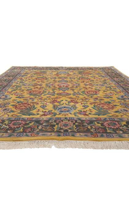 8 x 10 Vintage Yellow Indian Tabriz Rug 74959
