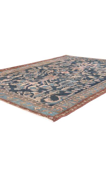4 x 6 Antique Navy Blue Persian Malayer Rug 61277