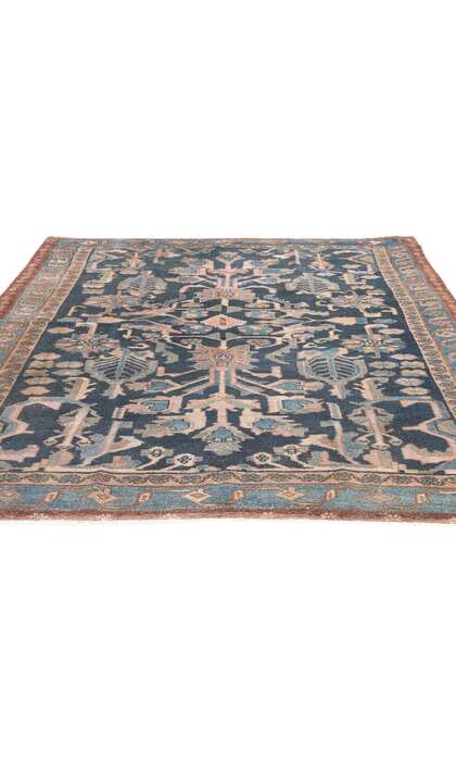 4 x 6 Antique Navy Blue Persian Malayer Rug 61277