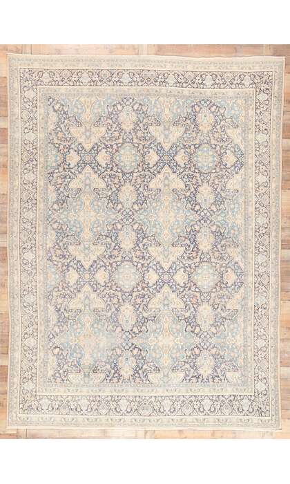 9 x 13 Antique Blue Persian Kerman Rug 53631