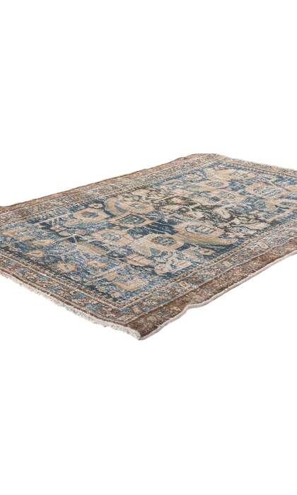 3 x 4 Antique-Worn Blue Persian Hamadan Rug 61276