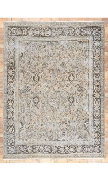 9 x 13 Muted Antique-Worn Persian Mahal Rug 61278