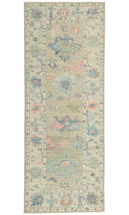 3 x 8 Colorful Modern Oushak Rug 80856