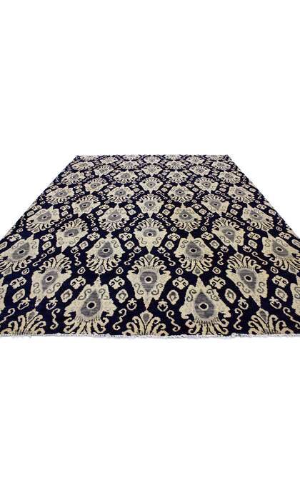 9 x 12 Transitional Navy Blue Ikat Rug 30269